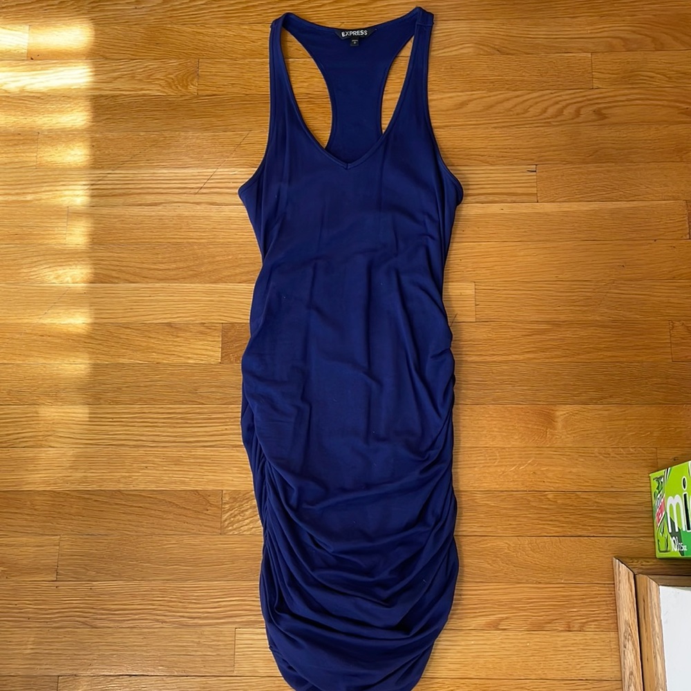 Express Royal Blue Ruched Dress